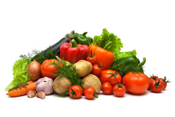 Fresh vegetables isolated on white background