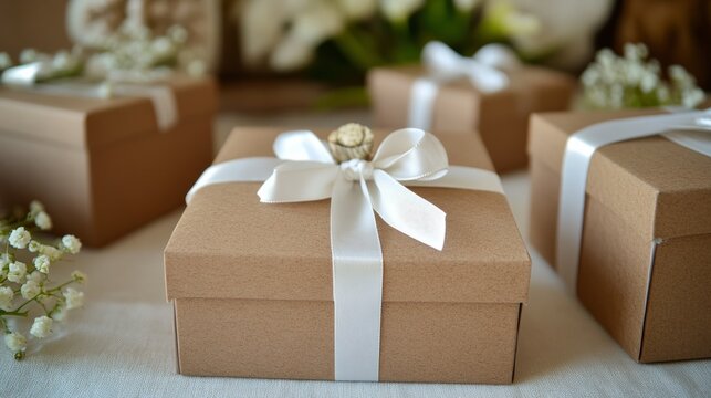 A simple packaging with kraft paper and white twine, minimalist design