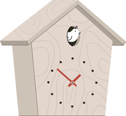 beige modern cuckoo clock in shape of wooden house