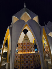Bandung, West Java, Indonesia, November 30th 2024. The facade of Al Jabbar Mosque in the night.