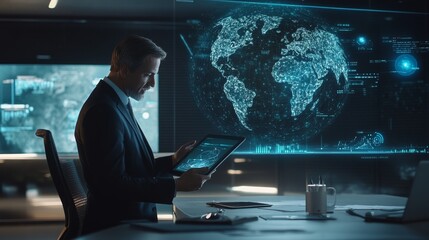 Corporate Leader Presenting IoT Strategies in Modern Workspace