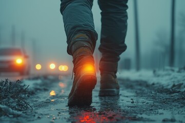 Warm Glow in a Snowy Winter Night