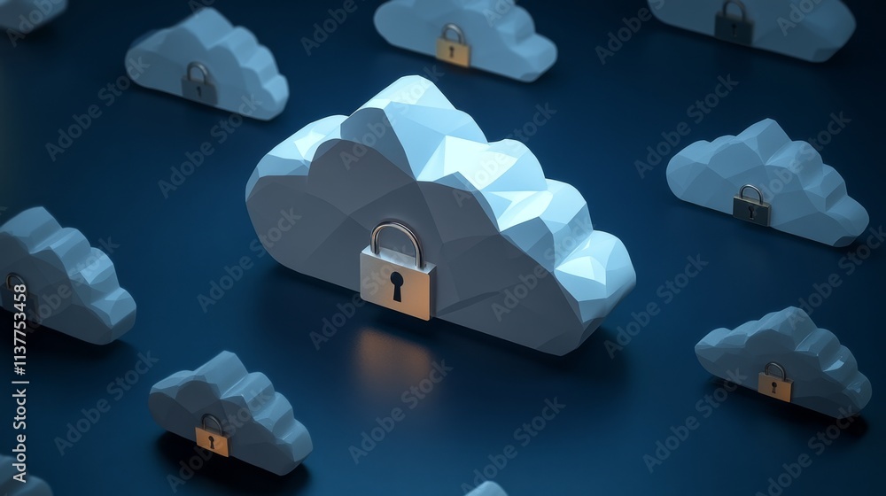 Poster futuristic representation of secure cloud computing concept