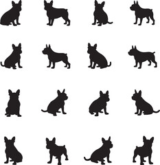 Obraz premium set of silhouettes dog icon set collection vector art illustration on white background