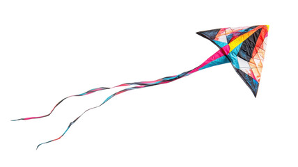 Naklejka premium Vibrant Colorful Kite with Long Tail Perfect for Celebrating Outdoor Events and Festivals.