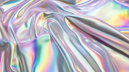 Soft Pastel Holographic Fabric with Iridescent Gradient for Modern Design Trends