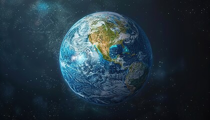 Fototapeta premium North hemisphere. Abstract digital isolated Earth. 
