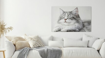 Sweet Fluffy Persian Cat With Its Eyes Closed on Soft Background