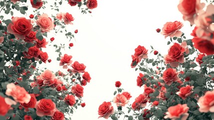 Red Roses Blooming Abundantly In A Garden Setting