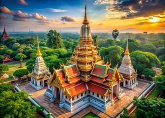 Naklejka premium Wat Pa Siri Wattanavisut Pagoda: Documentary Photography of Thai Temple Architecture