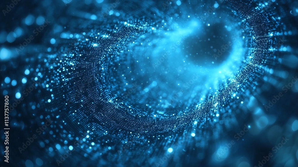 Poster abstract digital vortex representing data flow and innovation in saas.