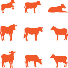 set of cows animals icon vector illustration with white background