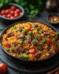 Fototapeta premium Vibrant Jollof Rice Dish from Nigeria