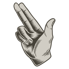 Hand drawn finger gun symbol design element