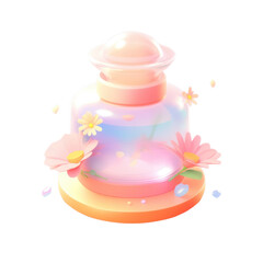 bottle, 3d icon, cartoon, 3D rendering, smooth and shiny, cute, girly style,pastel colors