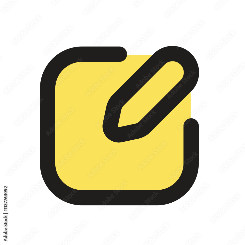Poster a simple pixel art graphic depicting a yellow square containing a dark curved line resembling a pape