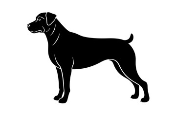 Rottweiler Silhouette Vector Illustration of a Strong Dog Standing Firmly