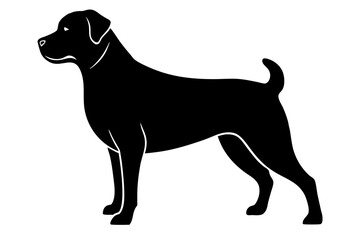 Rottweiler Silhouette Vector Illustration of a Strong Dog Standing Firmly