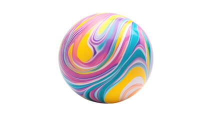 Obraz premium Colorful Rubber Bouncy Ball with Unique Swirls Perfect for Kids' Playtime and Creative Activities.