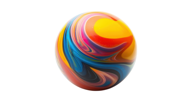Colorful Rubber Bouncy Ball with Swirls Perfect for Playful Activities, Parties, or Decoration Ideas.