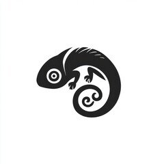 Obraz premium Stylized black chameleon silhouette design.