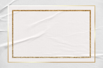 Fototapeta premium Rectangular gold frame ripple paper texture on transparent background
