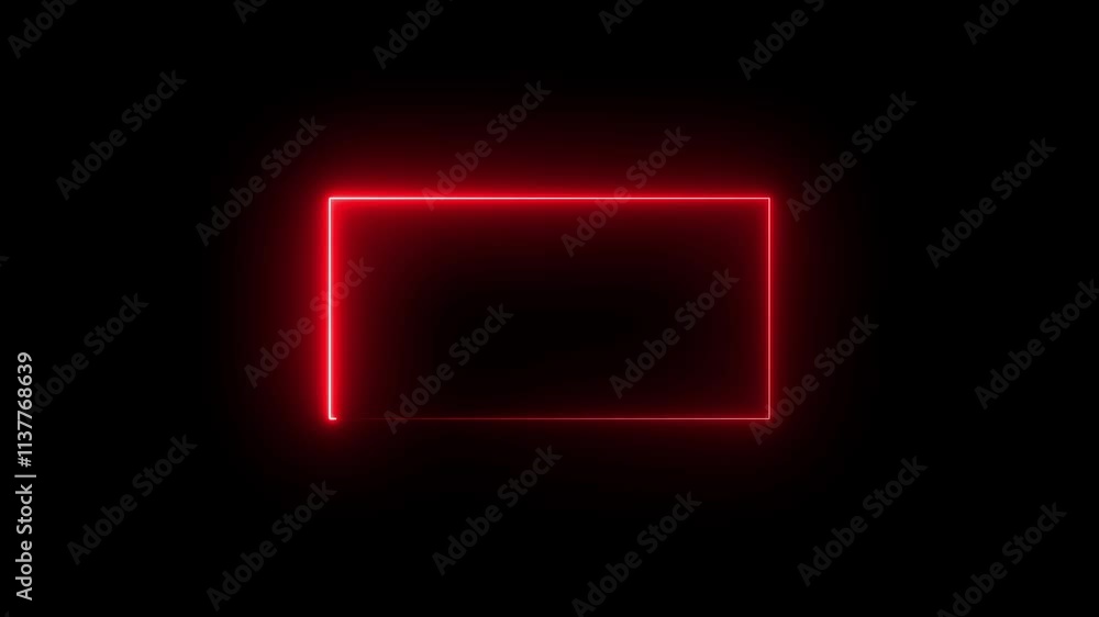 Poster rectangle frame neon light turn on and turn off motion graphic on transparent background. lightsaber