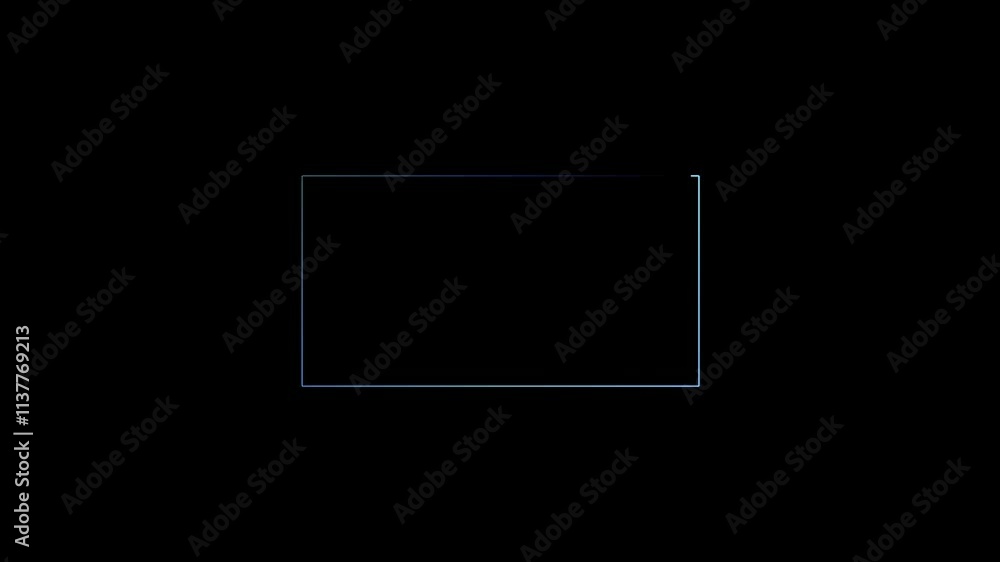 Poster rectangle frame neon light turn on and turn off motion graphic on transparent background. lightsaber