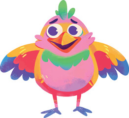 illustration of a cheerful, vibrant-colored chiken, perfect for a children's theme