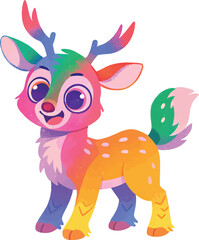 Obraz premium illustration of a cheerful, vibrant-colored deer, perfect for a children's theme