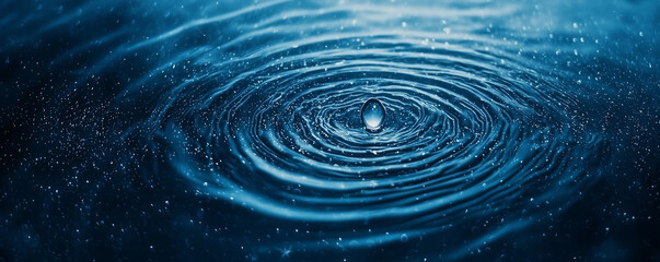 Water Drop Ripples Ripple Background. A drop of water causing a ripple effect on a blue water surface background