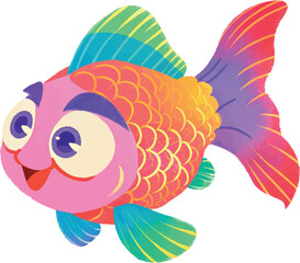 illustration of a cheerful, vibrant-colored fish, perfect for a children's theme