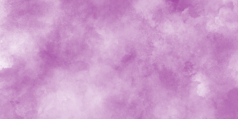 Soft and cloudy watercolor stain of purple paint texture with grunge, brush painted watercolor abstract painting background, abstract color purple texture background on black canvas with smoke.