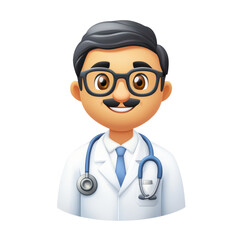 Fototapeta premium Male Doctor Emoji Icon for Health Related Use Transparent Background