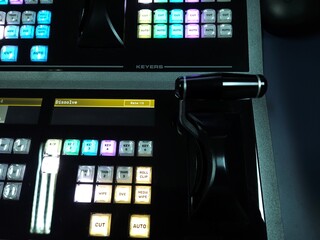 Top view of video switcher in television and broadcast system.