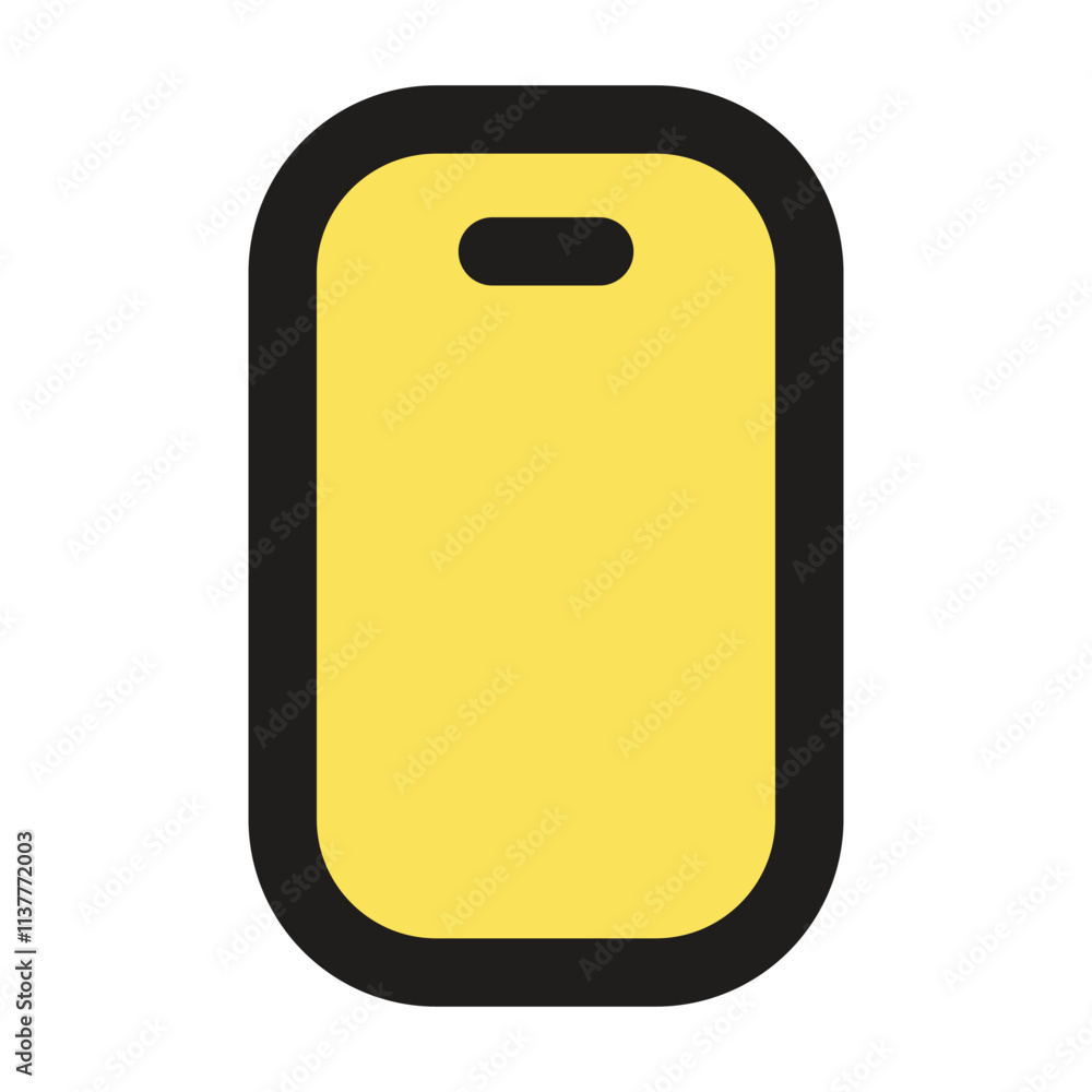 Poster the image shows a simple pixel art design of a blank yellow identification tag.