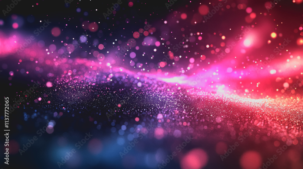 Poster abstract colorful particles with bokeh effect creating a dreamy and vibrant background, suitable for