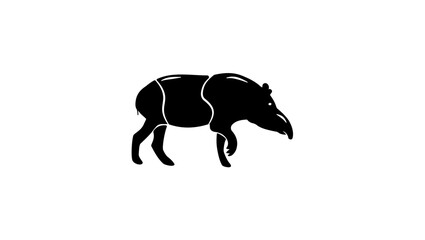 Tapir emblem, black isolated silhouette