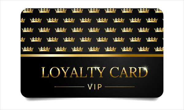 luxury loyalty card in gold style with crown pattern