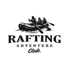 rafting adventure vintage logo design vector template illustration