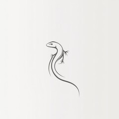 Minimalist line art illustration of a lizard.