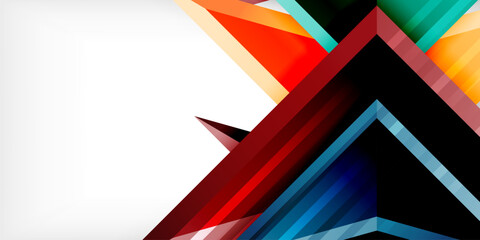 Arrows with 3d effect abstract background. Triangles on light grey backdrop