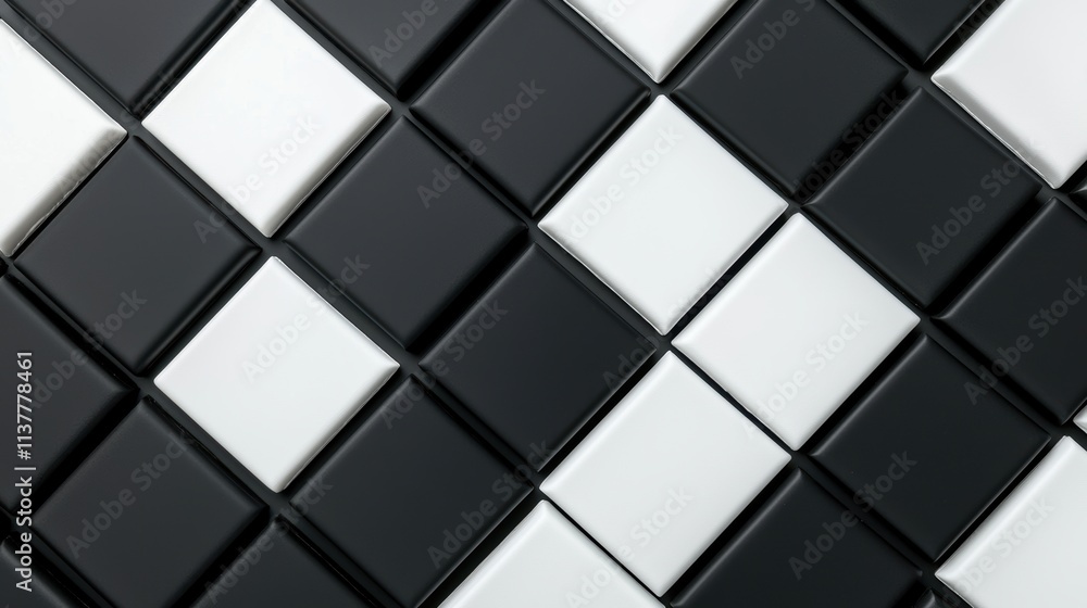 Poster abstract geometric design with alternating gray and black squares symbolizing dynamic creativity and