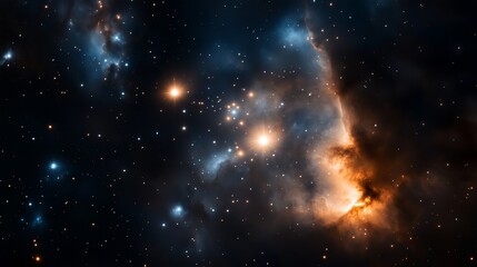 Fototapeta premium Cosmic wonders in a vibrant nebula showcasing stellar formation and distant galaxies