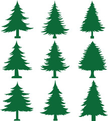 Fototapeta premium set of christmas trees icon vector illustration with background