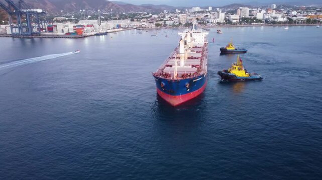 towed cargo ship in Santa MArta
