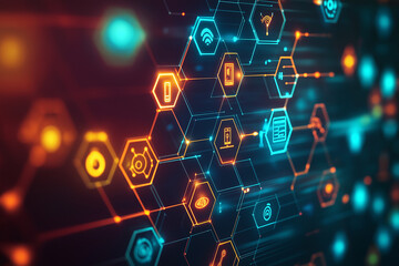 Fototapeta premium ICT - information and telecommunication technology and IOT - internet of things concepts. Diagrams with icons on server room backgrounds