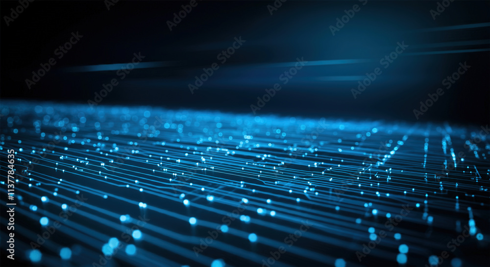 Poster blue digital cyberspace and digital data network connections concept. transfer digital data hi-speed