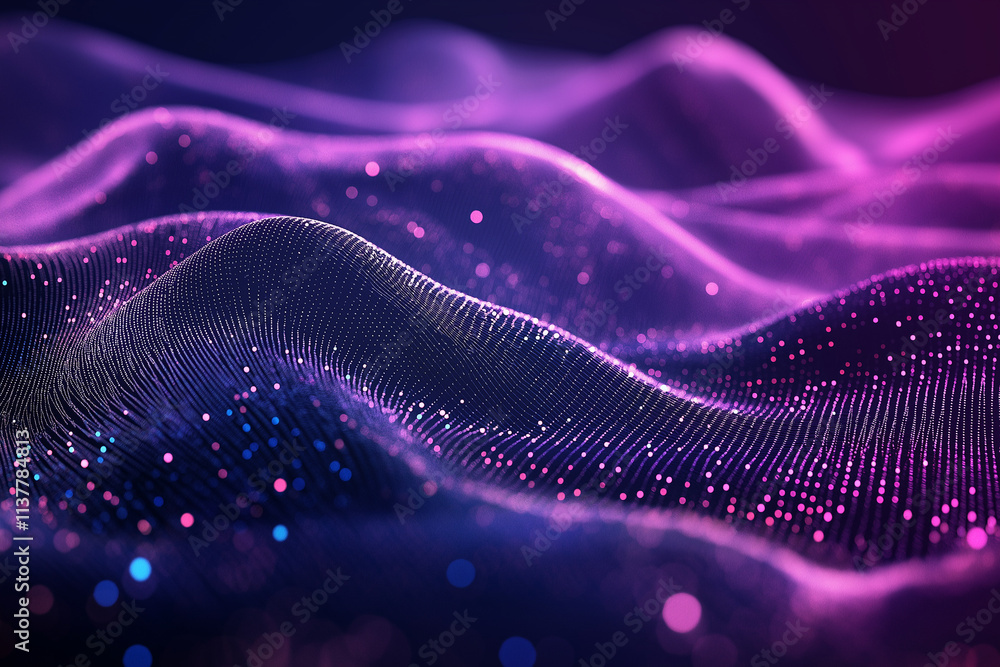 Poster smart city and abstract dot point connect with gradient line and aesthetic intricate wave line desig