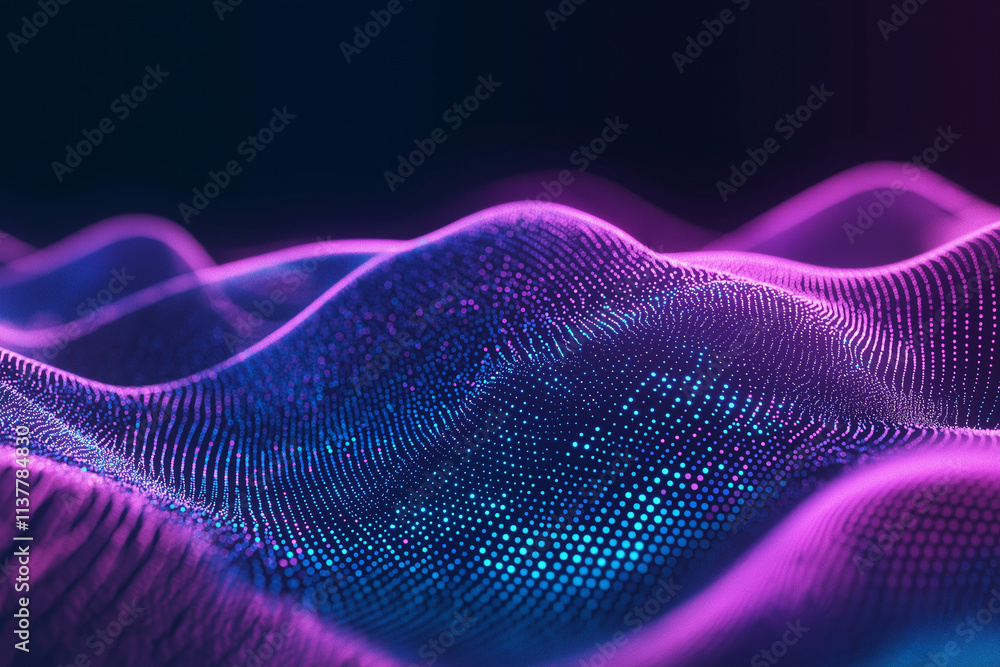 Poster smart city and abstract dot point connect with gradient line and aesthetic intricate wave line desig